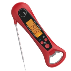 DT-JHD1R Red Color Digital Instant Read Meat Thermometer for Grill and Cooking, IPX7 Waterproof Food Thermometer with Backlight & Calibration Homebrew Thermometer with Can Opener
