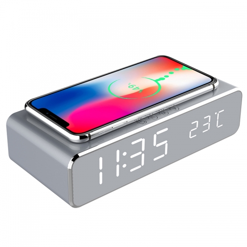 DT-70 Fast Wireless Charger LED Alarm Clock Phone Wireless Charger Charging Pad Thermometer For IPhone 11 Pro XS Max X 8 Plus