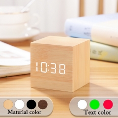 AC-01 Digital Thermometer Alarm Clock Wooden LED Backlight Voice Control Retro Glow Watch Desktop Table Luminous Clock Home Decoration