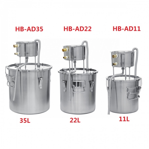 HB-AD Efficient Distiller Alambic Moonshine Alcohol Still Stainless Copper DIY Home Brew Water Wine Essential Oil Brewing Kit