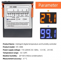 STC-3008 Digital Temperature Controller AC 110V 220V DC 12V 24V Dual Hygrometer Heating Cooling Two Relay Output AC Relay 40%off