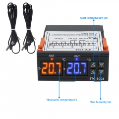 STC-3008 Digital Temperature Controller AC 110V 220V DC 12V 24V Dual Hygrometer Heating Cooling Two Relay Output AC Relay 40%off