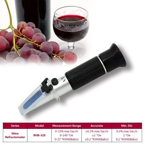 RHB-32S ATC 0-140Oe 0-27KMW/Babo 0–32%Mas Sacch Wine Refractometer