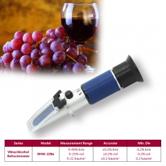 RHW-22Be ATC 0-22%baume' 0-25%vol 0-40%brix optical Wine/ Alcohol refractometer