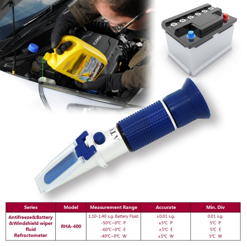 RHA-400 ATC E-60~0℃ P-50~0℃ B1.10-1.40sg W-40~0℃ Optical antifreeze battery Refractometer