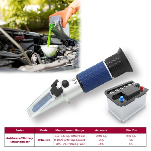 RHA-100 ATC Antifreeze&Coolant(0~100%)&Freezing Point(-60~0℃) Optical Battery Refractometer