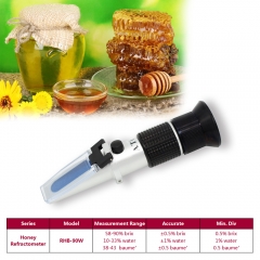RHB-90W ATC Honey 58-90%Brix 38-43Be 10-33%Water optical refractometer