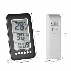 Wireless Indoor Outdoor Themometer Clock Temperature Meter with Transmitter