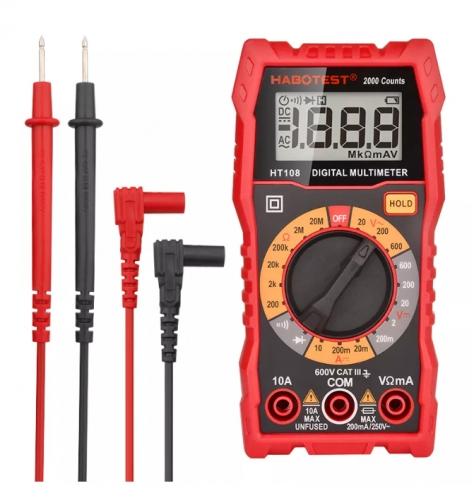 Multi-scale HT108 DC Current 200-600V Ohm Resistance Ampere Digital Multimeter