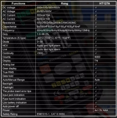 HT127A 6000 Capacitance Smart Digital Multimeter Professional Measurement with TN Display DCA ACA Current Meter