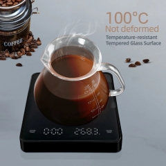 OEM Black Glass Platform Kitchen Balance Smart Automatic Timer Coffee Scale