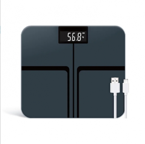 2 Years Warranty USB Charging Tempered Glass Platform Bath Personal Body Weight Digital Bathroom Scale