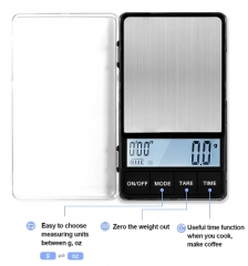 Pocket Small Coffee Scale 1000 x 0.1g Digital Gram Scale with Timer Large LCD Screen Espresso Coffee Scale Gold Jewelry Scale
