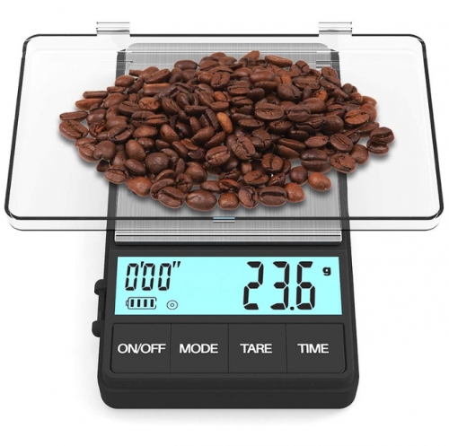 Pocket Small Coffee Scale 1000 x 0.1g Digital Gram Scale with Timer Large LCD Screen Espresso Coffee Scale Gold Jewelry Scale