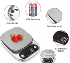 Household Kitchen Scale Electronic Food Scale Baking Scale Measuring Tool Stainless Steel Platform with LCD Display 1g