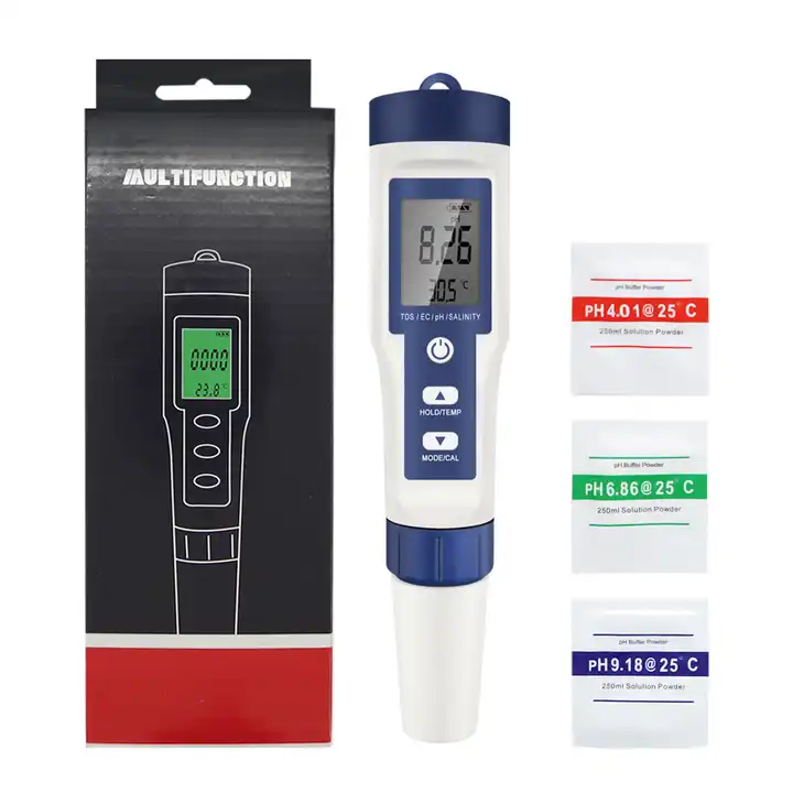 5 in 1 TDS Meter PH Tester, 0.01 High Accuracy Digital PH Meter for Water, PH/TDS/EC/Salt/Temp Tester, PPM Meter Water Tester for Drinking Water, Hydroponics, Plants, Aquarium and Pool