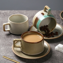 Japanese Retro Coffee Cup And Saucer Set Ceramic Water Cup Mug