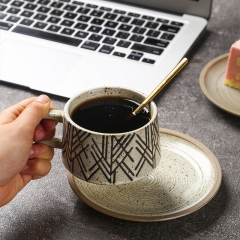 Japanese Retro Coffee Cup And Saucer Set Ceramic Water Cup Mug