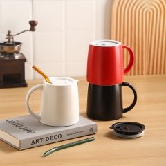 Customization high quality large capacity coffee mug with lid straw for office water cup