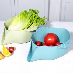 Fruit Tray Kitchen Drain Basket Fruit Vegetable Washing Basket Silicone Washing Streamer Basket