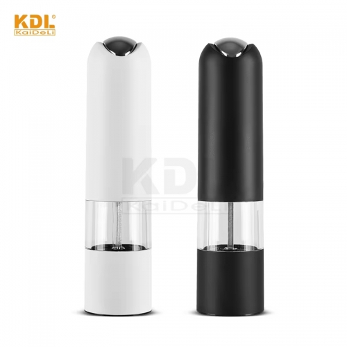 Plastic Kitchenware Equipped with LED Light Battery-powered Electric Pepper Grinder Salt Mill Spice Seasoning Tools