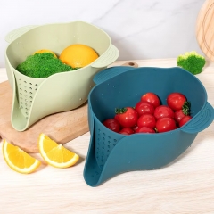 Fruit Tray Kitchen Drain Basket Fruit Vegetable Washing Basket Silicone Washing Streamer Basket