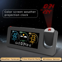 Projection Digital Alarm Clock VA Screen Time Projector Weather Station Temperature Humidity Monitor Thermometer Alarm Clock