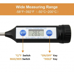 Digital Waterproof Folding Plastic Meat Thermometer for Kitchen Instant Read BBQ & Household Cooking Food Cooking Probe