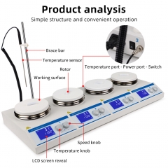 Manufacturer Multi Position Heated Magnetic Stirrer With Hotplate Lab Mixer Hot Plate Heating Magnetic Stirrer Mixer Laboratory