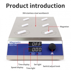 Magnetic Stirrer Hot Plate 6 Multi Position Multiple Magnetic Stirrer with Heating 6x500ml Capacity with Digital Display