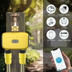 Inhocon WiFi Sprinkler Timer 2 Zone with Brass Inlet, Water Timer for Garden Hose Faucet, Programmable Watering Irrigation 2 Outlet, Smart Watering System for Lawns and Yard Work with Alexa