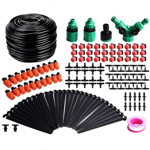 Drip Irrigation Kit, 100ft/30M Garden Adjustable Automatic Drip Irrigation Watering System, 1/4” Blank Distribution Tubing Hose Suit for Garden Landscape, Flower Bed Patio, Greenhouse