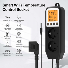 Smart Home Temperature Controller 2-Stage Outlet Thermostat Heating and Cooling Mode Carboy Homebrew Fermenter Greenhouse Terrarium 110V 16A