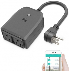 Smart WiFi Waterproof Outdoor plug - Certified Works with Alexa + Certified Works with Google Assistant and Alexa, Black