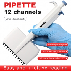 12 Channels 0.5-10Ul Lab Manual Adjustable Micropipette Sterilize Liquid Transfer Volume Multichannel Pipette