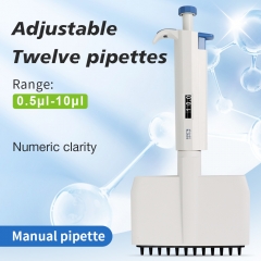 12 Channels 0.5-10Ul Lab Manual Adjustable Micropipette Sterilize Liquid Transfer Volume Multichannel Pipette