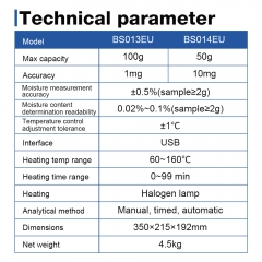 Lab 50g/10mg Grain Moisture Tester Medical Food Halogen Heating Laboratory Solid Moisture Analyzer