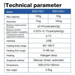 New Product Moisture Analyzer 100g/1mg Halogen 16A Moisture Tester with LCD display for Laboratory