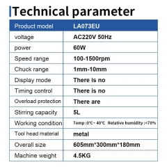 5L Laboratory Equipment 100-1500 rpm Adjustable Speed Overhead Stirrer Mixer Lab Electric Stirrer