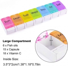 Weekly Pill Tablet Organizer Pills Holder Box for Travel 7 Compartments Pill Box 7 Days Organizer