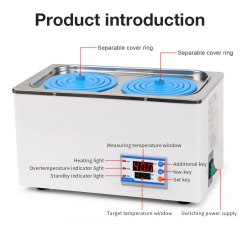 Digital WB002 Thermostatic Heater Water Bath 7L Electric Devices Stainless Steel Liner 2 Holes Water Bath for Lab Use