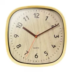 Large Home Decorative Silent Clock Square Wood Grain Wall Clock for Living Room Wooden Wall Clock