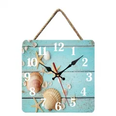 Wood Craft Home Decor Wall Clocks Square Retro Wall Clock Decoration Wood Wall Clock