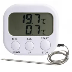 Digital Kitchen Thermometer LCD Display Long Probe for Grill Oven Food Meat Cooking Alarm Timer Temperature Outdoor