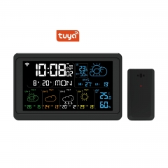 YH-Weather01-WiFi Indoor/Outdoor Five-Day Weather Station Clock Tuya APP Flip Design Wifi/Ble Symbian Operation Displays Temperature Humidity