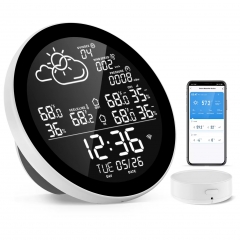 YH-SWS001-WiFi Tuya WIFI Clock Weather Station Indoor Outdoor Temperature Humidity Memory Function Alarm Weather Station