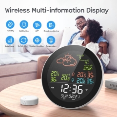 Tuya Smart WiFi Digital Wireless Weather Station With Clock Air Pressure UV Wind Speed Temperature and Humidity Sensor