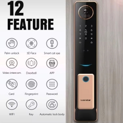 YH-S61 2025 Smart Door Lock Tuya Wifi Smart Fingerprint Cerradura Inteligente Digital Safe Door With Camera Lock for Home