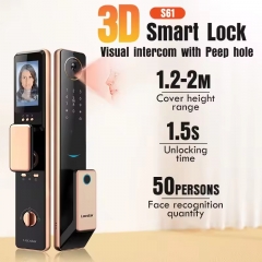 YH-S61 2025 Smart Door Lock Tuya Wifi Smart Fingerprint Cerradura Inteligente Digital Safe Door With Camera Lock for Home