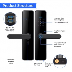 YH-C19 Security Digit Electric Electronic Handle Digital Tuya Ttlock Cerraduras Inteligentes Con Wifi Keys Fingerprint Door Smart Locks